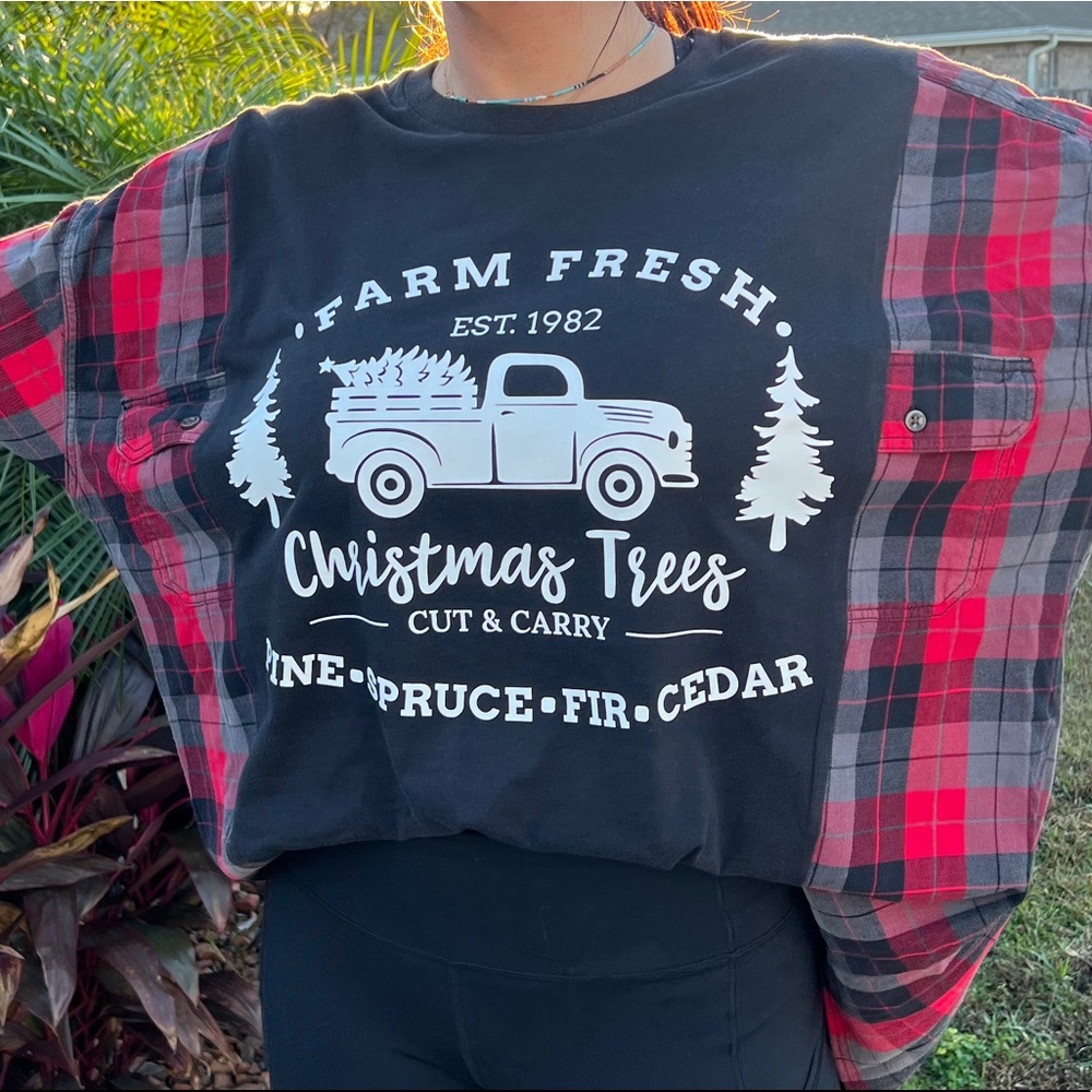 Farm Fresh Christmas Tree Flannel Rework - Picture 5 of 7